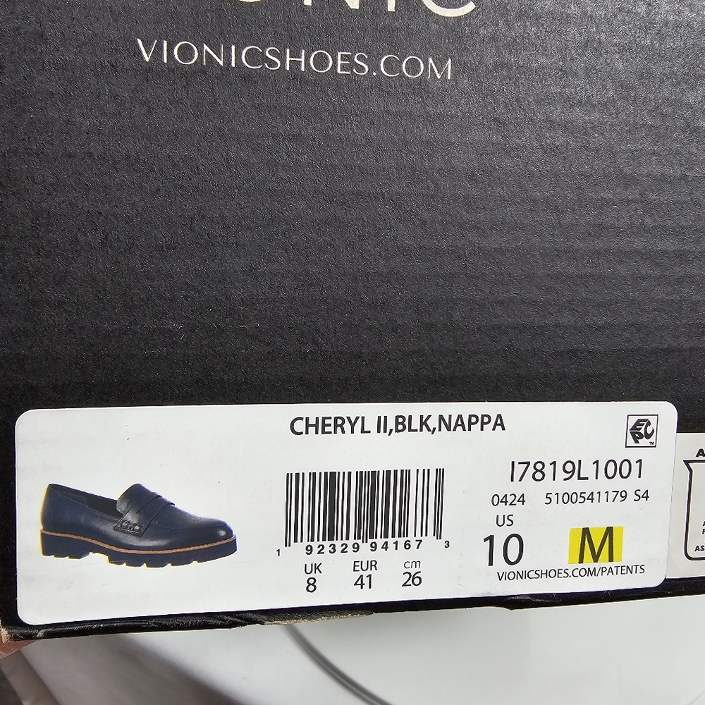 NIB Vionic Cheryl II Loafers Size 10 Black Leather Lug Sole Comfort Slip On - Picture 14 of 14